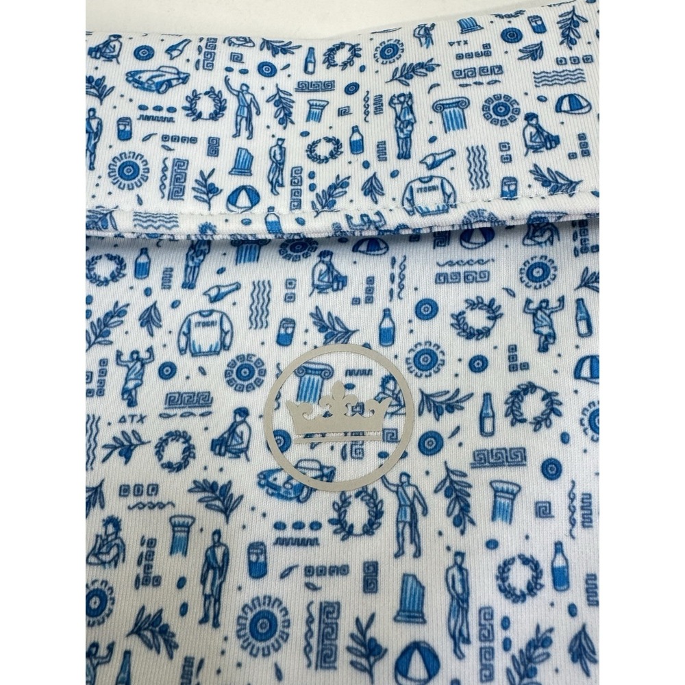 NWT Peter Millar "Toga Party" White Blue Jersey Golf Polo Shirt Men's XL $115 - Picture 8 of 10